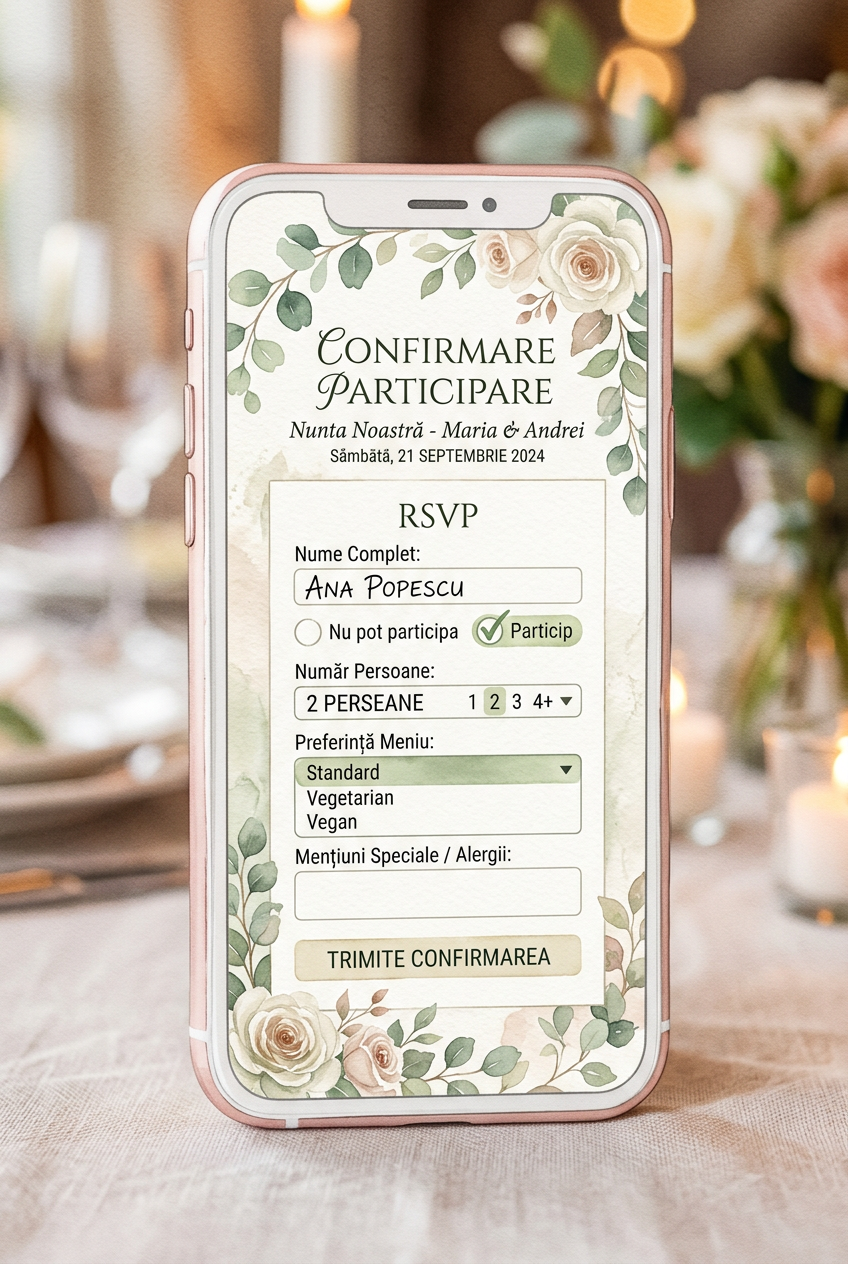 Formular de confirmare integrat în invitație