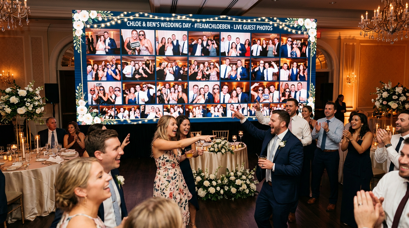 Perete live la nuntă: cum proiectezi pozele în timp real