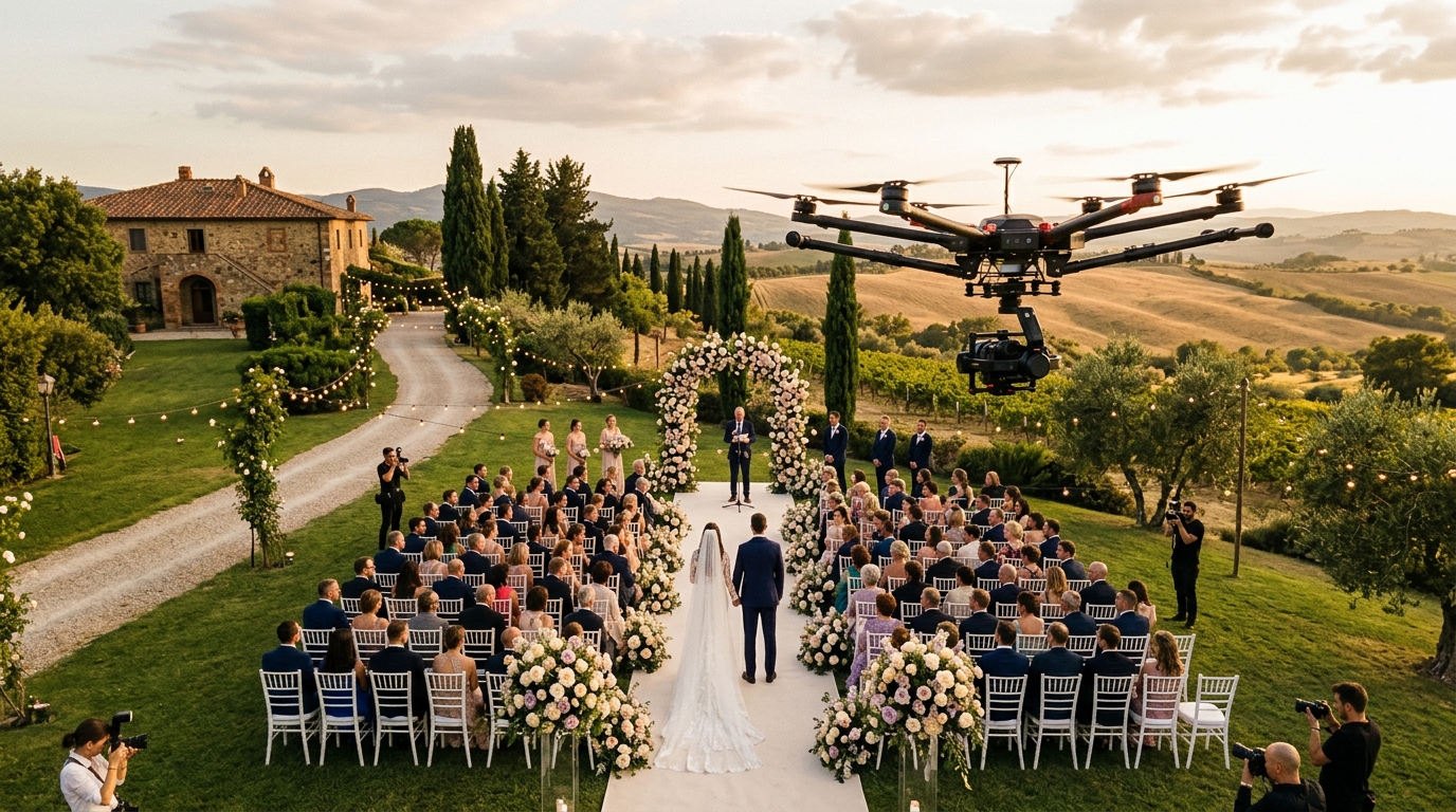 Fotografii de nuntă cu dronă și AI: noutățile anului 2026